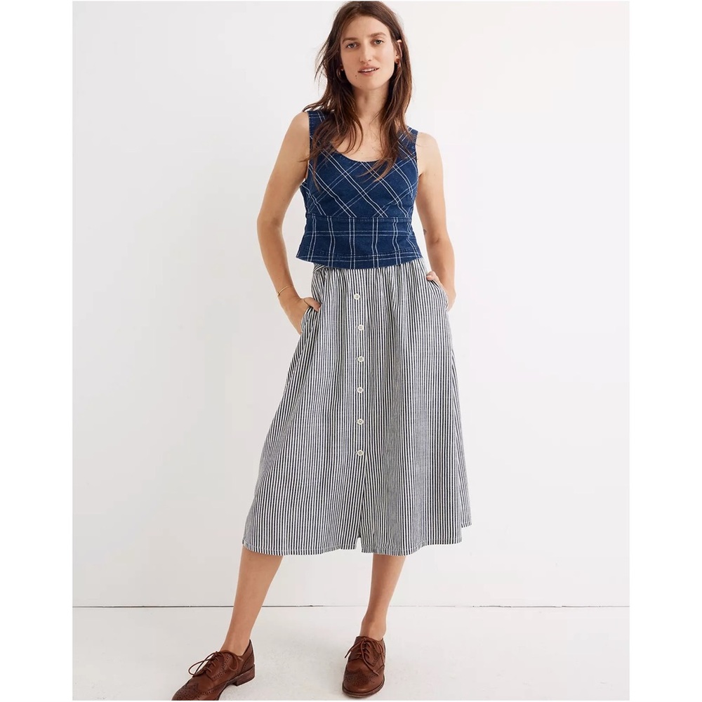 NWT Madewell Palisade Button-Front Midi Skirt
